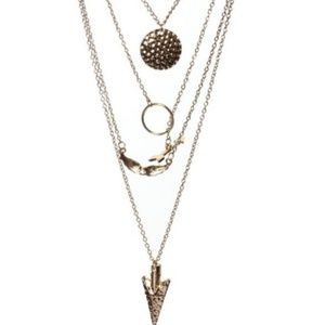 Multilayer Arrows and Wing Pendants Necklace